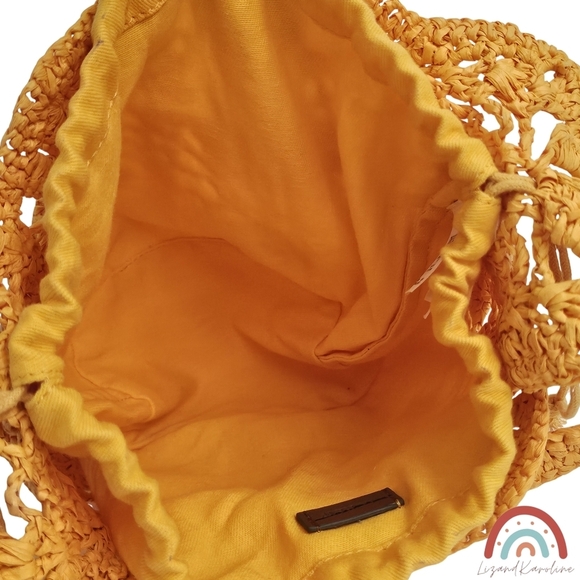 New! J. Crew Small Handknotted Faux Raffia Bucket Bag with Crochet Cherries - Picture 14 of 16